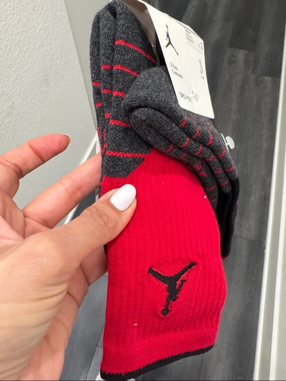 Nike Jordan Dri-FIT Crew Socks - Black & Red (2 Pack)